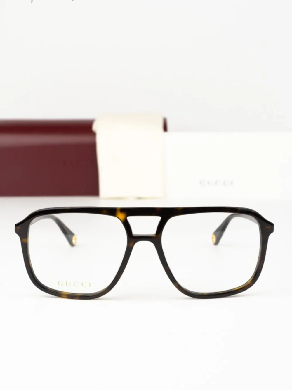 Gucci Men Eyeglasses Havana Demo Pilot GG1078O 003 NEW AUTHENTIC